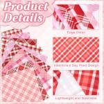 Frienda 10 Pcs Valentine's Day Fabric Bundles, 20 x 20 Inch Red Pink Plaid Stripe Pre-Cut Squares, Romantic Sewing Fabric for Quilting Patchwork DIY Handmade Craft Home Valentines Party Decoration