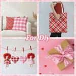 Frienda 10 Pcs Valentine's Day Fabric Bundles, 20 x 20 Inch Red Pink Plaid Stripe Pre-Cut Squares, Romantic Sewing Fabric for Quilting Patchwork DIY Handmade Craft Home Valentines Party Decoration