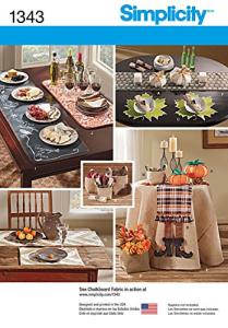 Simplicity 1343 Autumn Themed Tablecloth and Table Accessories Home Décor Sewing Patterns, One Size