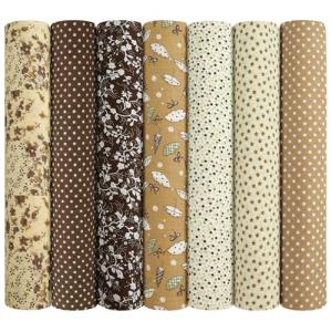 Ainiv 7pcs Fabric Bundles Squares, 19.68"x19.68" 100% Cotton Quilting Fabric Bundles, Floral Precut Squares Patchwork for Quilting, Sewing, DIY Crafts, Mask, Brown