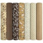 Ainiv 7pcs Fabric Bundles Squares, 19.68"x19.68" 100% Cotton Quilting Fabric Bundles, Floral Precut Squares Patchwork for Quilting, Sewing, DIY Crafts, Mask, Brown