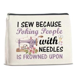 FYDHQSS Sewing Gifts Makeup Bag, Hostess Gift for Women Mom Grandma Birthday Christmas, Quilting Gifts for Quilters Sewing Lovers Cosmetic Bag with Zipper Travel Toiletry Makeup Pouch for Purse