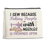 FYDHQSS Sewing Gifts Makeup Bag, Hostess Gift for Women Mom Grandma Birthday Christmas, Quilting Gifts for Quilters Sewing Lovers Cosmetic Bag with Zipper Travel Toiletry Makeup Pouch for Purse