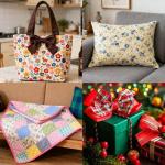 Ainiv 7pcs Fabric Bundles Squares, 19.68"x19.68" 100% Cotton Quilting Fabric Bundles, Floral Precut Squares Patchwork for Quilting, Sewing, DIY Crafts, Mask, Brown