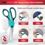 SINGER ProSeries Sewing Scissors Bundle: 8.5" Heavy Duty Fabric, 4.5" Detail Embroidery, 5" Thread Snips With Comfort Grip (Teal)