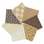 Ainiv 7pcs Fabric Bundles Squares, 19.68"x19.68" 100% Cotton Quilting Fabric Bundles, Floral Precut Squares Patchwork for Quilting, Sewing, DIY Crafts, Mask, Brown