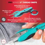 SINGER ProSeries Sewing Scissors Bundle: 8.5" Heavy Duty Fabric, 4.5" Detail Embroidery, 5" Thread Snips With Comfort Grip (Teal)