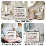 FYDHQSS Sewing Gifts Makeup Bag, Hostess Gift for Women Mom Grandma Birthday Christmas, Quilting Gifts for Quilters Sewing Lovers Cosmetic Bag with Zipper Travel Toiletry Makeup Pouch for Purse