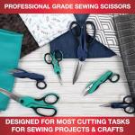 SINGER ProSeries Sewing Scissors Bundle: 8.5" Heavy Duty Fabric, 4.5" Detail Embroidery, 5" Thread Snips With Comfort Grip (Teal)