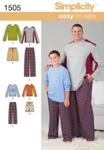 Simplicity 1505 Easy to Sew Husky Boy's and Big and Tall Men's Pajama Sewing Patterns, Child's Sizes S-L and Men's Sizes XL-XXXXXL