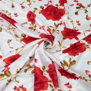 100cm*148cm Rose Flowers Print Satin Fabric Polyester Charmeuse Lining Fabric Cloth Hairband Headwear Material (Color 11)