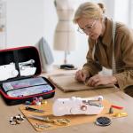 Handheld Sewing Machine with Black Storage Case and 109-Piece Sewing Kit, Mini Portable Cordless Hand Sewing Machine, Ideal for Adults & Beginners, Complete Set of Quick Home Clothing Repair Tools