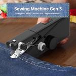 Handheld Sewing Machine for Beginners - Portable Cordless Mini Sewing Machine, Complete Sewing Kit & Accessories - Easy Electric Stitching for Home, Travel & DIY Repairs, Black