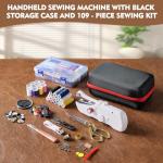 Handheld Sewing Machine with Black Storage Case and 109-Piece Sewing Kit, Mini Portable Cordless Hand Sewing Machine, Ideal for Adults & Beginners, Complete Set of Quick Home Clothing Repair Tools