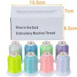 New brothread 8 Colors Luminary Glow in The Dark Embroidery Machine Thread Kit 30WT 500M(550Y) Each Spool for Embroidery, Quilting, Sewing