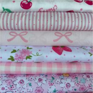 6PCS 9.8" x 9.8"(25 * 25CM) Quilting Fat Quarters Fabric Bundles, for Sewing Crafting,Print Floral Striped Polka Dot 100% Cotton Gingham Fabric (Strawberry, 25 * 25cm)