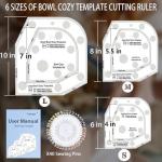 Fosdonge Bowl Cozy Template Cutting Ruler Set 3 Sizes, Acrylic Transparent Sewing Patterns Quilting Templates, Bowl Cozy Pattern Quilting Rulers for DIY Kitchen Art Craft