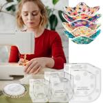 Fosdonge Bowl Cozy Template Cutting Ruler Set 3 Sizes, Acrylic Transparent Sewing Patterns Quilting Templates, Bowl Cozy Pattern Quilting Rulers for DIY Kitchen Art Craft