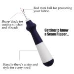 5 Pieces Ergonomic Grip Seam Ripper, Colorful Large Thread Remover for Sewing Crafting Removing Embroidery Hems and Seams