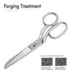 LIVINGO 8" Professional Heavy Duty Tailor Fabric Scissors, Dressmaker Sewing Classic Stainless Steel Ultra Sharp Forged Shears, Bent A-silver