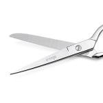 LIVINGO 8" Professional Heavy Duty Tailor Fabric Scissors, Dressmaker Sewing Classic Stainless Steel Ultra Sharp Forged Shears, Bent A-silver