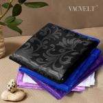 VACVELT Damask Jacquard Satin Fabric by The Yard, 60 Inch Wide Black Satin Fabric Shiny Cloth Fabric, Silky Brocade Fabric for Bridal Dress, Wedding Decorations, Crafts, Sewing, Draping (1 Yard)