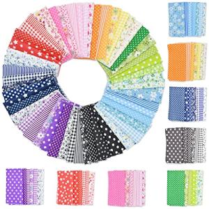 56Pcs 10"x10" Quilting Cotton Fabric Squares Sheets Pre-Cut Multi-Color No Repeat Design Printed Floral Craft Fabric for DIY Sewing Scrapbooking Quilting Craft Patchwork (56 Different Patterns)
