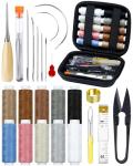 PLANTIONAL Upholstery Repair Sewing Kit, Heavy Duty Sewing Kit with Sewing Awl, Seam Ripper, Leather Hand Sewing/Stitching Needles, Sewing Thread for Car/Sofa/Backpack/Shoe, Craft DIY, 10 Color, 47Pc