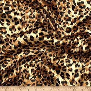Charmeuse Satin Big Cheetah Tan/Brown/Black, Fabric by the Yard