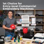 BAi The Mirror 15 Needles Embroidery Machine 20x14" Embroidery Area,1200SPM Max Speed Multi Needle with 10" Touch Screen,Commercial Embroidery Machine for 3D Hats Clothing,Wifi Available