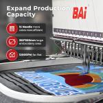BAi The Mirror 15 Needles Embroidery Machine 20x14" Embroidery Area,1200SPM Max Speed Multi Needle with 10" Touch Screen,Commercial Embroidery Machine for 3D Hats Clothing,Wifi Available