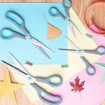 Asdirne Scissors Set of 4, Premium Stainless Steel Razor Blades, Ergonomic Semi-Soft Rubber Grip, Suitable for School, Office and Family Daily Use, 9.6''/8.5''/6.4"/5.4", Blue&Gray