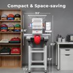 BAi The Mirror 15 Needles Embroidery Machine 20x14" Embroidery Area,1200SPM Max Speed Multi Needle with 10" Touch Screen,Commercial Embroidery Machine for 3D Hats Clothing,Wifi Available