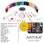 ARTIKA Sewing Kit for Adults and Kids (94 PCS) - Small Beginner Set w/Multicolor Thread, Needles, Scissors, Thimble & Clips - Emergency Repair and Travel Kits - Sewing Accessories and Supplies