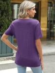 TICTICMIMI Women's V Neck Summer Tops Casual Short Sleeve T Shirts Basic Loose Fit Dressy Tees Violet
