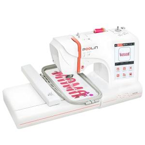 PooLin EOC05 Embroidery Machine 4"x9.25" Area Single Needle Embroidery Machine with 7 in Large Touchscreen, WiFi Design Transfer, Ideal for Home DIY & Personalized Gifts, Includes 1-on-1 Training