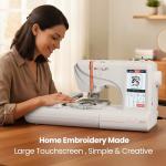 PooLin EOC05 Embroidery Machine 4"x9.25" Area Single Needle Embroidery Machine with 7 in Large Touchscreen, WiFi Design Transfer, Ideal for Home DIY & Personalized Gifts, Includes 1-on-1 Training