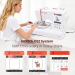 PooLin EOC05 Embroidery Machine 4"x9.25" Area Single Needle Embroidery Machine with 7 in Large Touchscreen, WiFi Design Transfer, Ideal for Home DIY & Personalized Gifts, Includes 1-on-1 Training