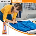 FITTDYHE Fabric Glue Permanent, 60 ML Washable Clear Clothing Glue, Super Fabric Adhesive for Rhinestones, Patches, Clothes, Denim, Leather, Polyester, Fabrics, Doll Repair, Flannel, Cotton