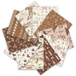 Whaline 10Pcs Western Cowboy Fabric Squares Cotton Fabric Bundles Small Brown Horses Cowboy Hat Boots Cactus Sewing Fabrics for Wild West DIY Craft Party Decor, 10 x 10 Inch