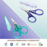 PAFASON Sharpest & Precise Embroidery Scissor Set 2 PC Curved Straight for Quilting Sewing Knitting Crafting Cross Stitch Crochet Thread Yarn Paper Fabric Detail Cutting Stainless Steel Safety Case