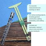 Sewing Gauge Measuring Tool Set 5-in-1 T-Shaped Sliding Gauge Ruler Fabric Quilting Ruler (4 Pieces)