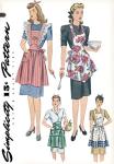 Simplicity Vintage Simplicity 1221 1940's Vintage Fashion Women's Apron Sewing Pattern Kit, Sizes S-L