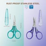 PAFASON Sharpest & Precise Embroidery Scissor Set 2 PC Curved Straight for Quilting Sewing Knitting Crafting Cross Stitch Crochet Thread Yarn Paper Fabric Detail Cutting Stainless Steel Safety Case