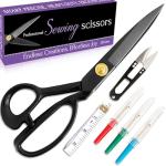 Professional 9 Inch Sewing Scissors for Fabric Cutting - Ultra Sharp, Heavy Duty Fabric Shears for Smooth, Precise Cuts on All Fabrics and Leather, for Tailors, Dressmakers, Crafters, and Artists