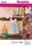 Simplicity 8109 Kitchen Accessories Home Décor Towel Dress, Pot Holder, and Oven Mitt Sewing Pattern, 5 Pieces