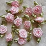 100pcs 15mm Multicoloured Mini Rose Flowers Satin Ribbon Bows Appliques DIY Sewing Craft Accessories Wedding Bride Gift Decoration