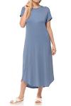 iconic luxe Women's Casual Loose-Fit Midi T-Shirt Dress – Short Sleeve, Soft Stretchy Fabric, Lightweight Medium Denim