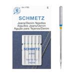 SCHMETZ Jean & Denim Sewing Machine Needles - Precision Needles for Heavy Fabric, Size 110/18, 5-Needle Cards, Pack of 1