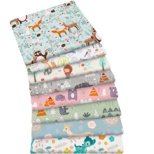 Aubliss 8pcs Fat Quarter Fabric Bundles 100% Cotton 20'' x 20'' Quilting Cotton Craft Fabric Pre-Cut Squares Sheets for Patchwork Sewing Quilting Crafting(Forest)